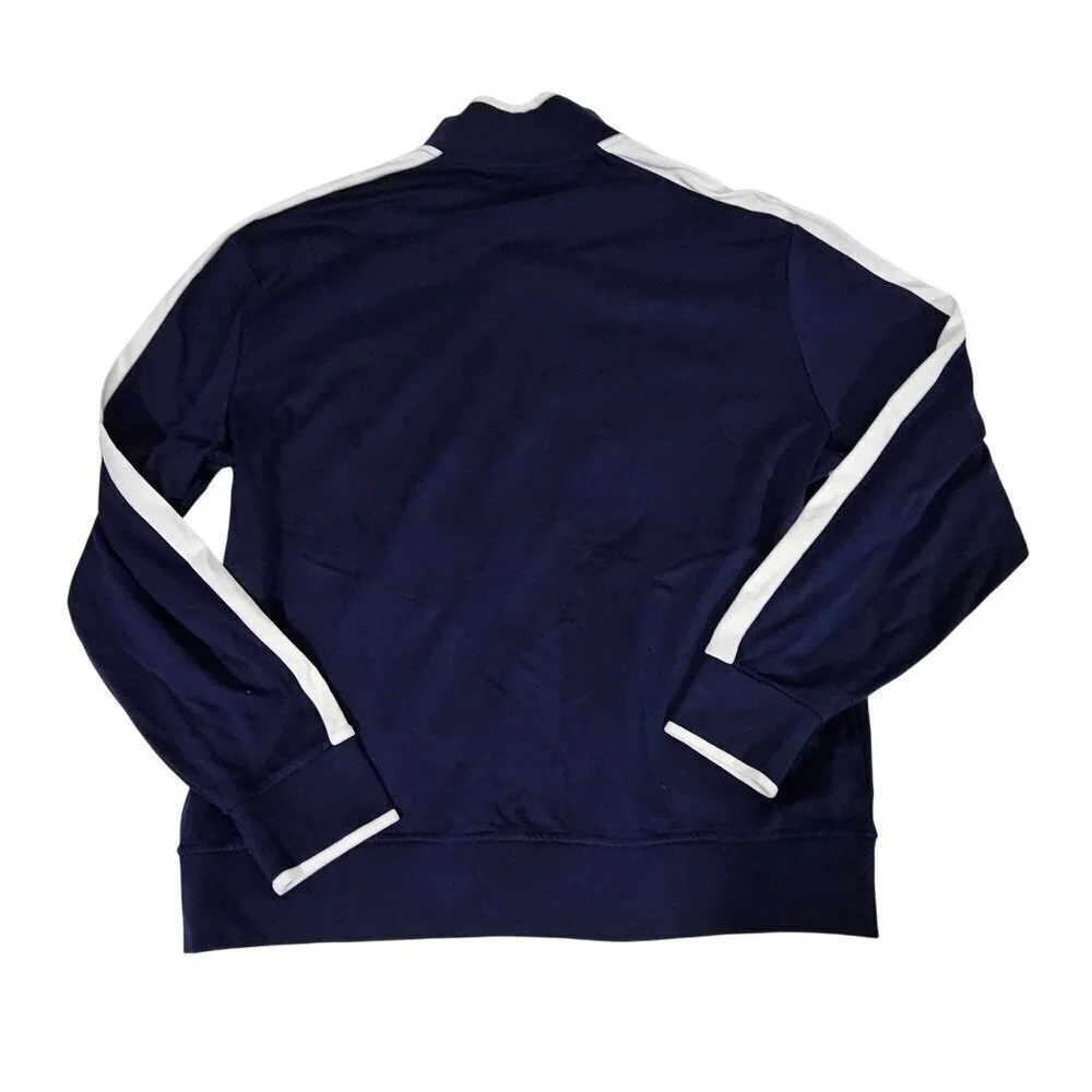 Polo Ralph Lauren Navy Track Jacket XL Full-Zip Cotton Blend With White Stripes